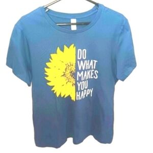 District Sunflower Graphic T-shirt | Do What Makes You Happy | EUC